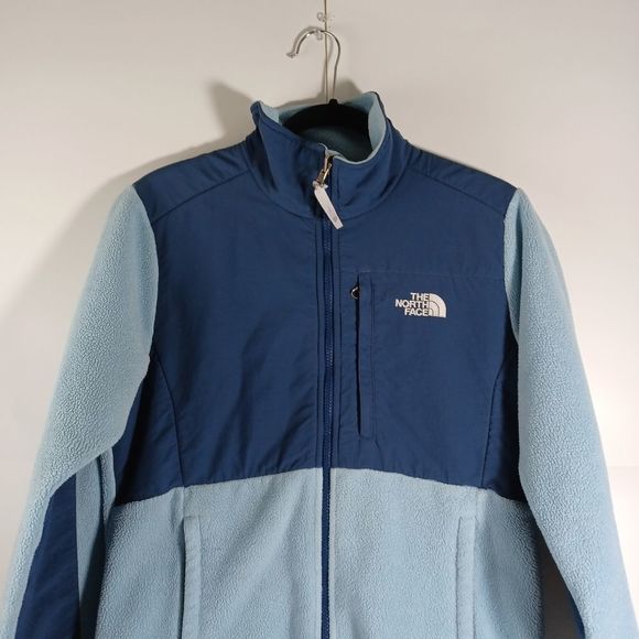 The North Face Womens denali Polartec jacket medium Ice Blue Navy Full Zip - Picture 2 of 14